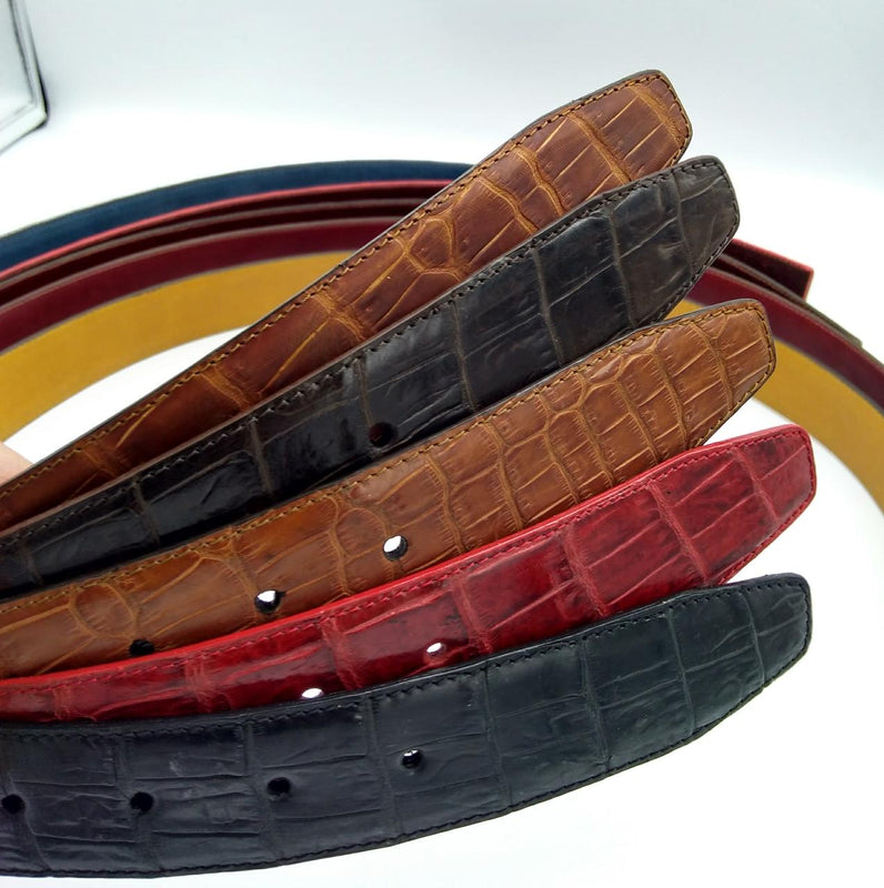 Cinturones de cocodrilo genuino, elaborados con calidad de exportación 